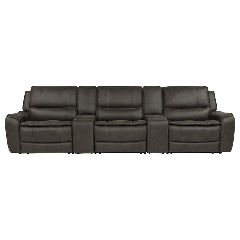 Marcell 5-Piece 3-Seat Power Home Theater Seating with Dual Consoles Grey
