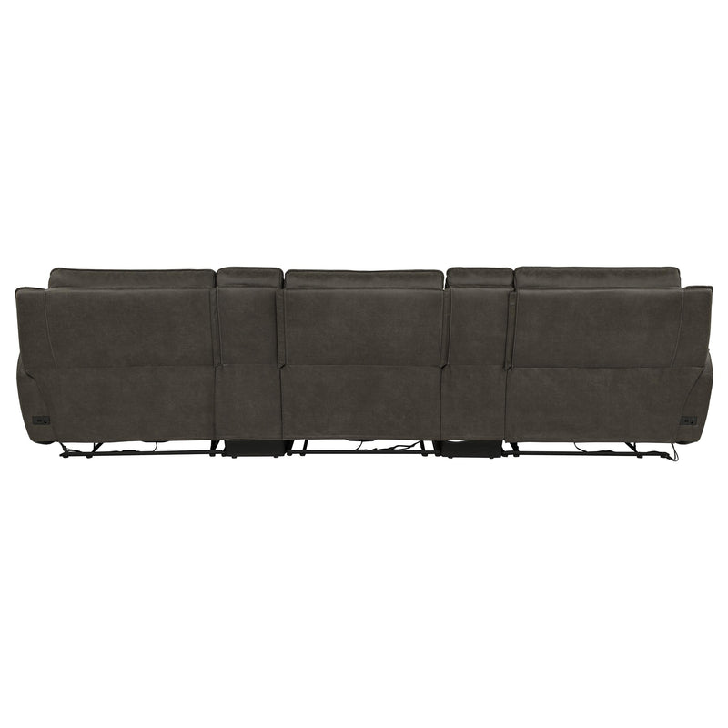 Marcell 5-Piece 3-Seat Power Home Theater Seating with Dual Consoles Grey