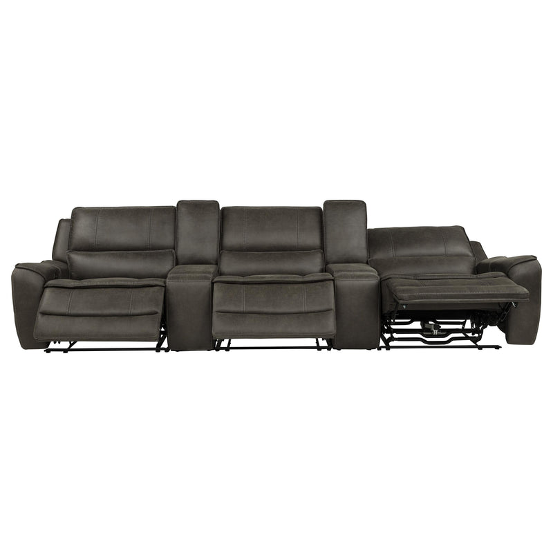 Marcell 5-Piece 3-Seat Power Home Theater Seating with Dual Consoles Grey