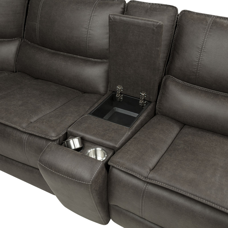 Marcell 5-Piece 3-Seat Power Home Theater Seating with Dual Consoles Grey