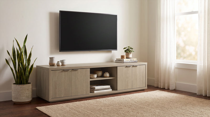 Ingram 4-Door TV Stand for TVs up to 85 Inches Latte