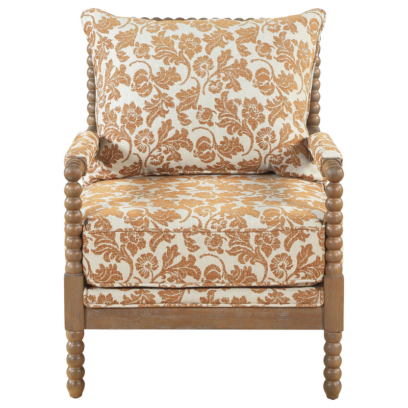 Blanchett Upholstered Bobbin Accent Chair Apricot and Distressed Brown