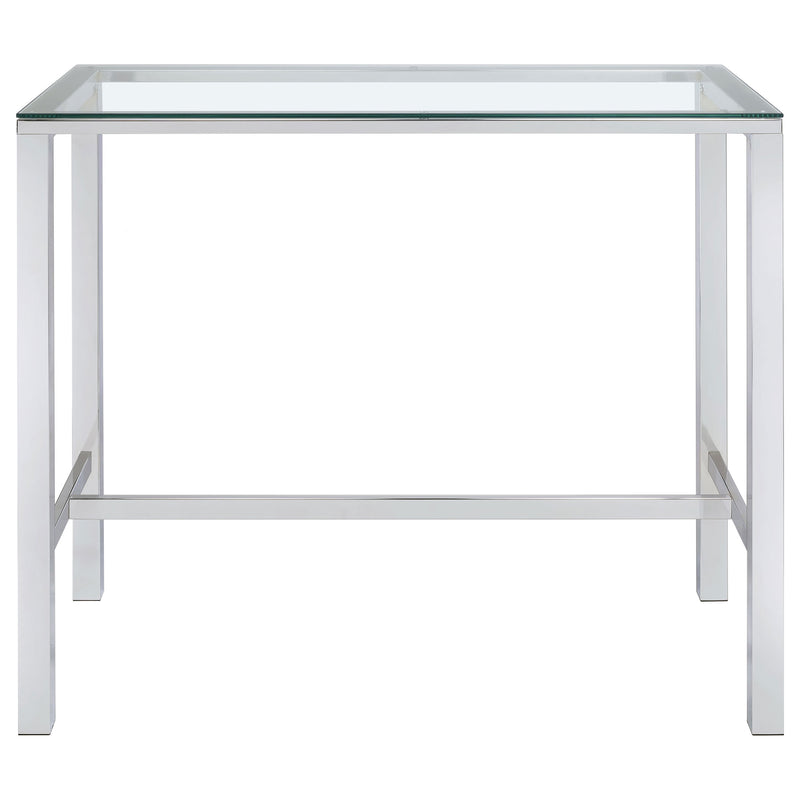 Tolbert 47-inch Rectangular Tempered Glass Top Bar Table Chrome