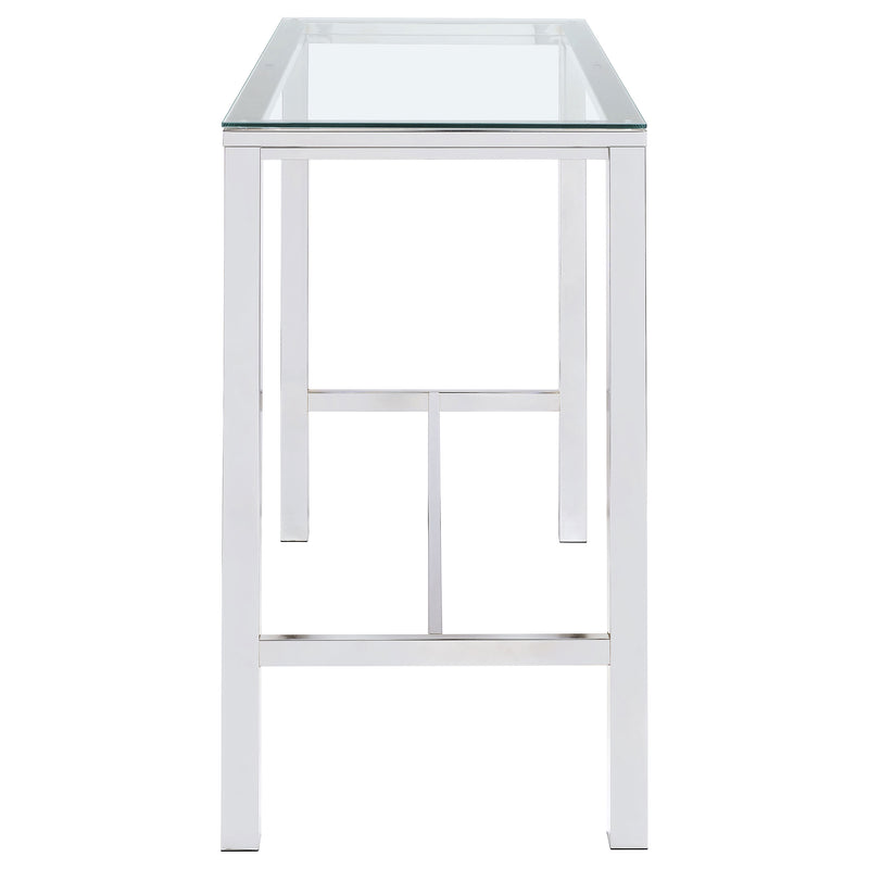 Tolbert 47-inch Rectangular Tempered Glass Top Bar Table Chrome