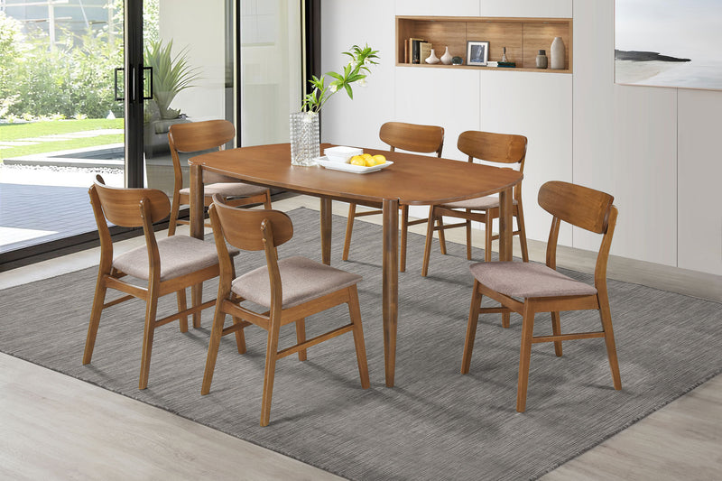 Dortch 63-inch Oval Rubberwood Dining Table with Tapered Legs Walnut