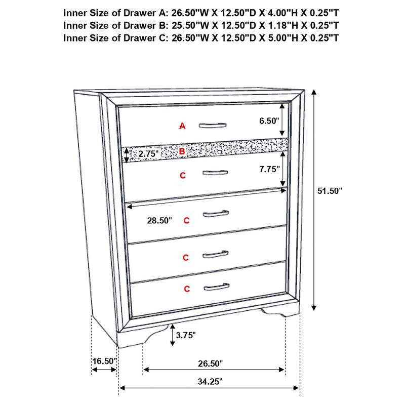 Miranda 6-drawer Bedroom Chest White