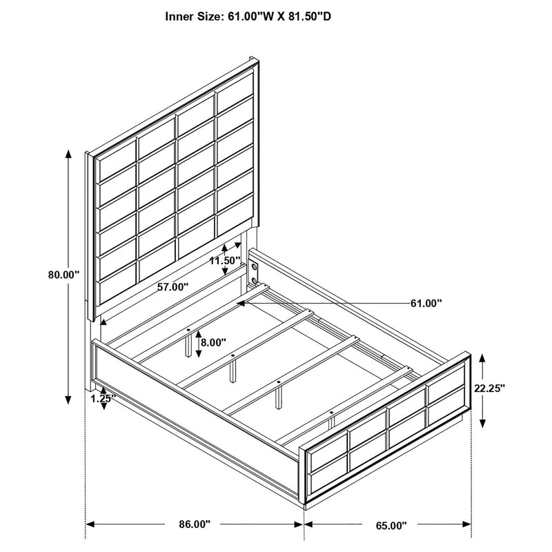 Durango 80-inch Queen Panel Bed Smoked Peppercorn