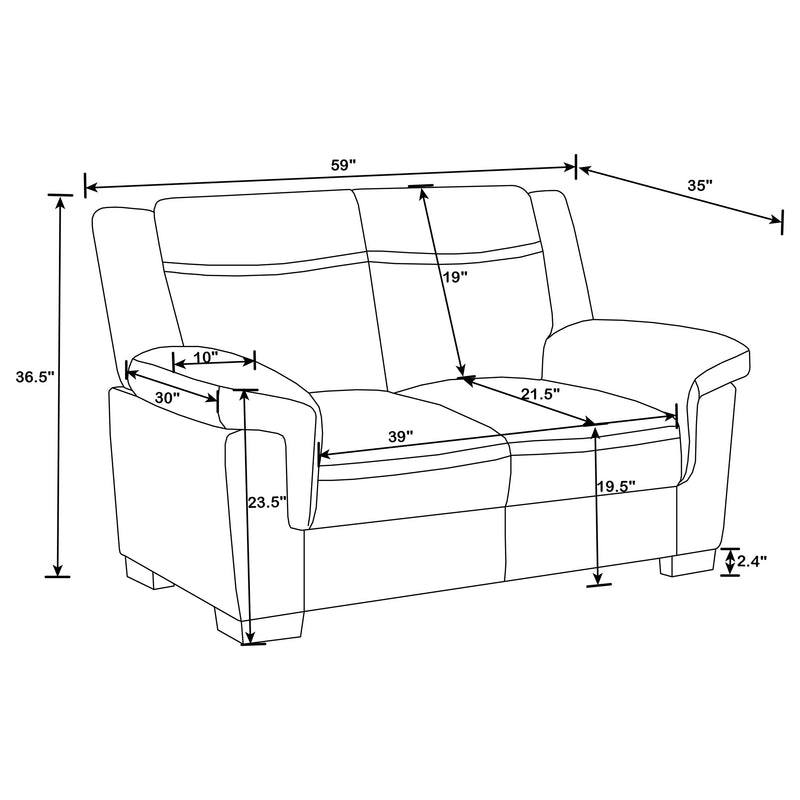 Arabella Upholstered Padded Arm Loveseat Grey