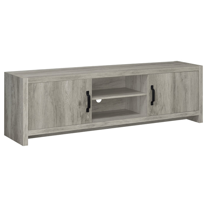 Burke 2-door Engineered Wood 71-inch TV Stand Grey Driftwood