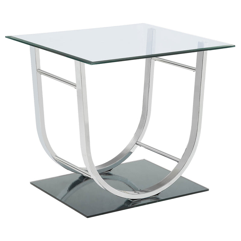 Danville Rectangular U-Shaped Glass Top Side End Table Chrome
