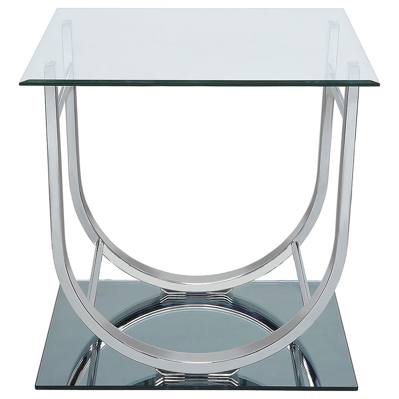 Danville Rectangular U-Shaped Glass Top Side End Table Chrome
