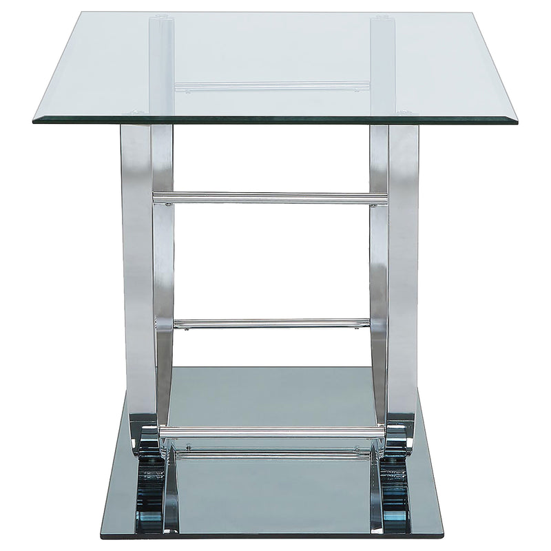 Danville Rectangular U-Shaped Glass Top Side End Table Chrome