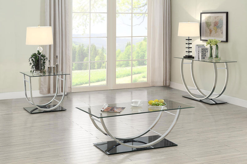 Danville Rectangular U-Shaped Glass Top Side End Table Chrome