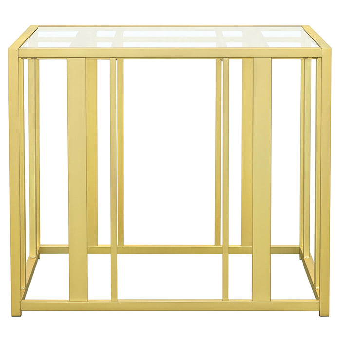 Adri Rectangular Glass Top Side End Table Matte Brass