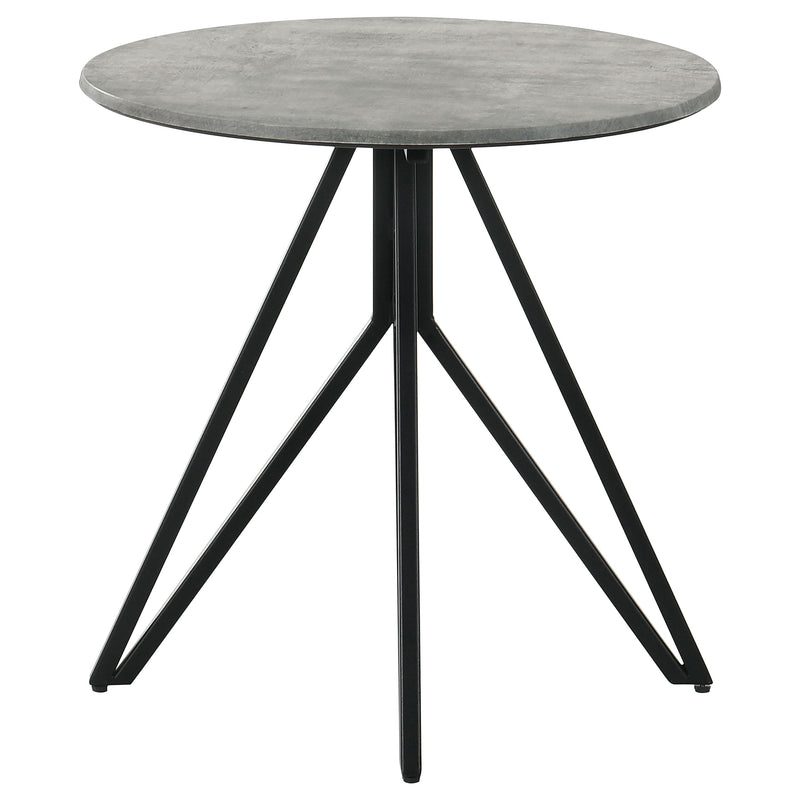 Hadi Round SmartTop™ Side End Table Cement and Gunmetal