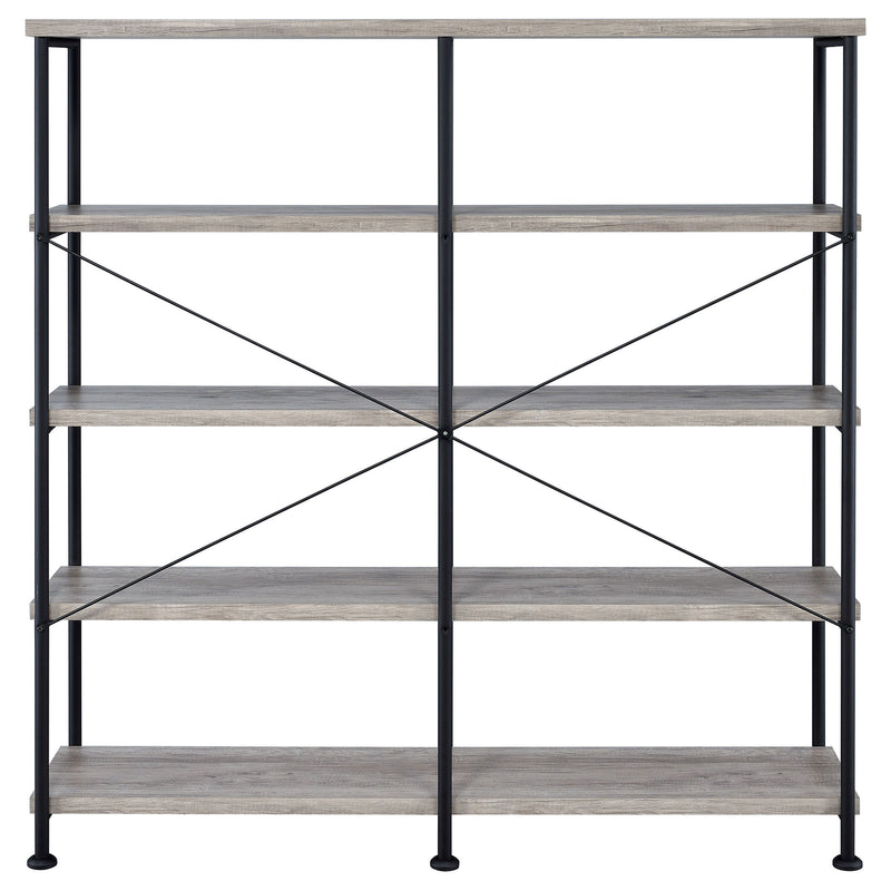 Analiese 63-inch 4-shelf Double Bookshelf Grey Driftwood