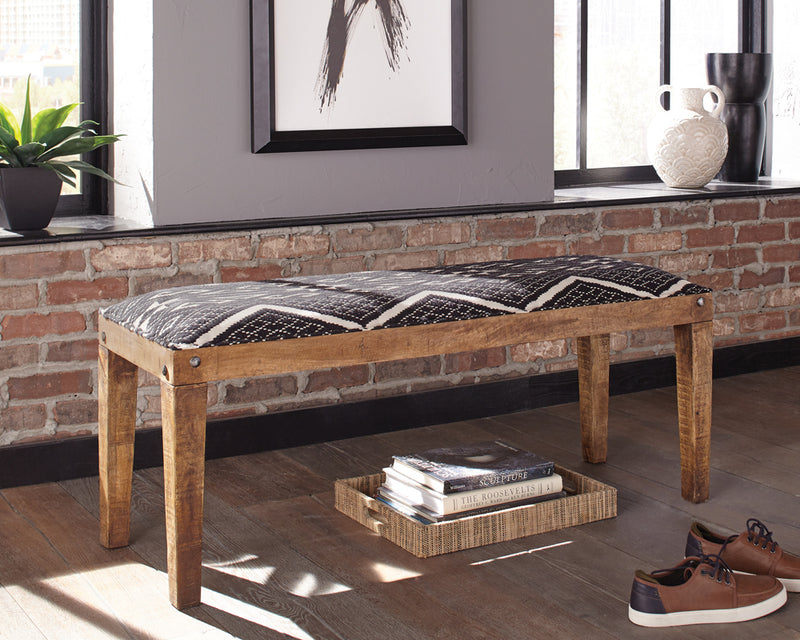 Lamont Fabric Upholstered Accent Bench Black and Natural